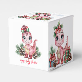 Pink Christmas Dino Girl Baby Shower Geschenkschachtel