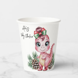 Pink Christmas Dino Girl Baby Shower Pappbecher