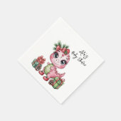 Pink Christmas Dino Girl Baby Shower Serviette (Ecke)