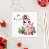 Pink Christmas Dino Girl Baby Shower Serviette (Beispiel)