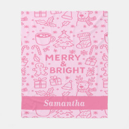 Pink Christmas Doodle | Gemütlicher Urlaub Fleecedecke