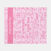 Pink Christmas Doodle | Gemütlicher Urlaub Fleecedecke (Vorderseite (Horizontal))