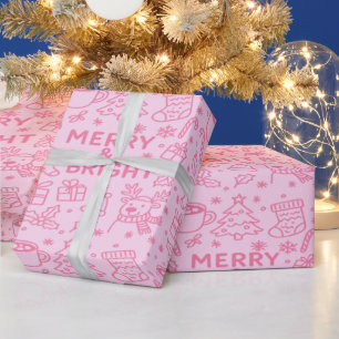 Pink Christmas Doodle   Merry Magic Geschenkpapier