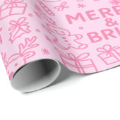 Pink Christmas Doodle | Merry Magic Geschenkpapier (Rolleneckpunkt)