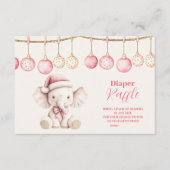 Pink Christmas Elephant Baby Shower Diapper Raffle Begleitkarte (Vorderseite)