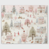 Pink Christmas Ephemere Muster Wrapping Paper Geschenkpapier (Flach)