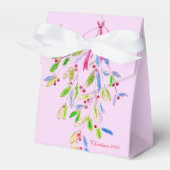 Pink Christmas Favor Box mit Mistletoe Geschenkschachtel (Vorderseite)