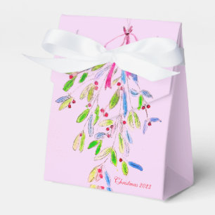 Pink Christmas Favor Box mit Mistletoe Geschenkschachtel