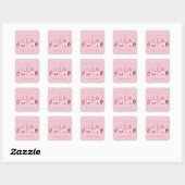 Pink Christmas Five Gnomes Zollfamilie Quadratischer Aufkleber (Blatt)