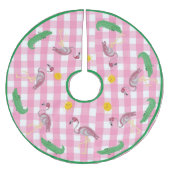 Pink Christmas Flamingo Alligator Brushed Polyes Polyester Weihnachtsbaumdecke (Vorderseite)