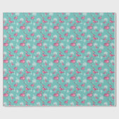 Pink Christmas Flamingos Wrapping Paper Geschenkpapier (Flach)