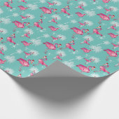 Pink Christmas Flamingos Wrapping Paper Geschenkpapier (Ecke)