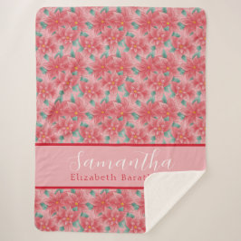 Pink Christmas Flororal Poinsettia Personalisierte Sherpadecke