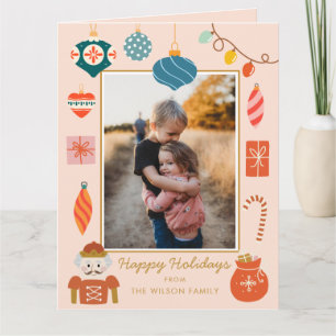 Pink Christmas Foto Card Niedliche Festtagsausst Karte
