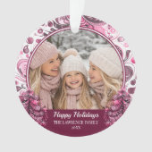 Pink Christmas Foto Whimsical Custom Ornament (Vorderseite)
