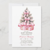 Pink Christmas Geschenk Baby Dusche Einladung (Vorderseite)