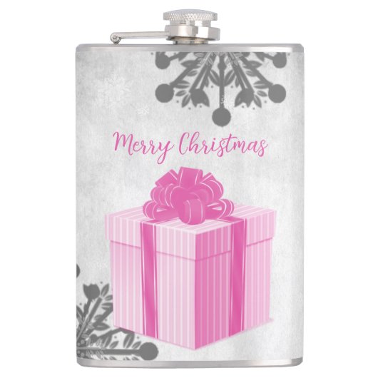 Pink Christmas Geschenk Feiertage Flask Flachmann (Vorderseite)