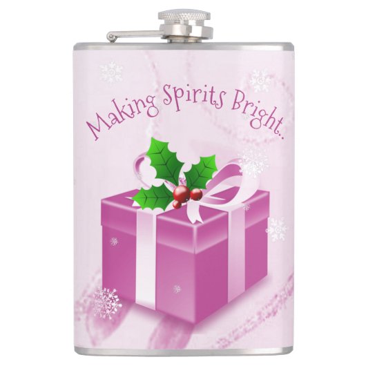 Pink Christmas Geschenk Flask Flachmann (Vorderseite)