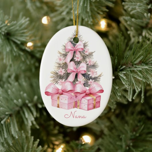 Pink Christmas Geschenke Keramik Ornament (Baum)