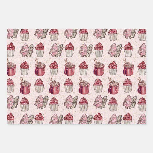Pink Christmas Geschenkpapier Set (Vorderseite)
