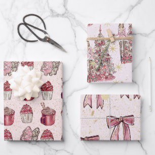 Pink Christmas Geschenkpapier Set