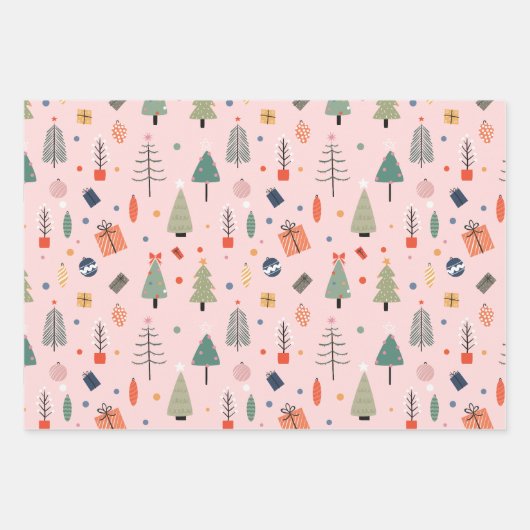 Pink Christmas Geschenkpapier Set (Vorderseite)