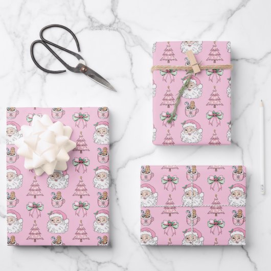 Pink Christmas Geschenkpapier Set (Vorderseite)