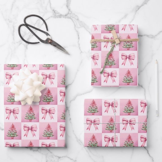 Pink Christmas Geschenkpapier Set (Vorderseite)