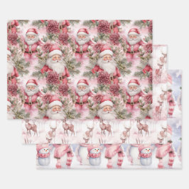 Pink Christmas Geschenkpapier Set