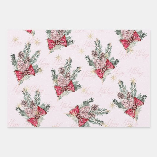 Pink Christmas Geschenkpapier Set (Vorderseite)