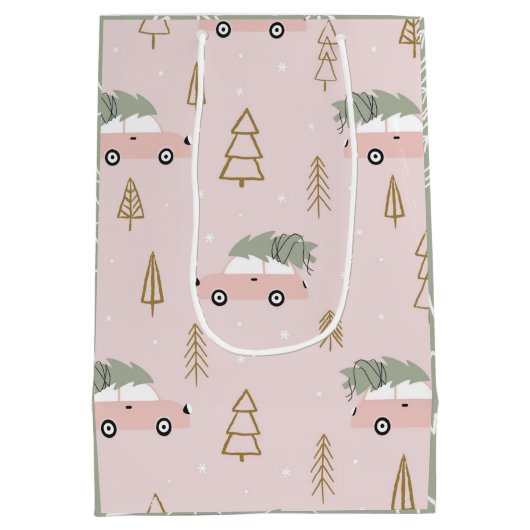 Pink Christmas Gift Bag Mittlere Geschenktüte (Rückseite)