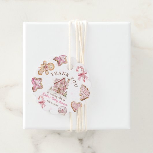 Pink Christmas Gingerbread Cookies Baby Shower  Geschenkanhänger (Beispiel)