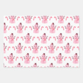 Pink Christmas Girl Gingerbrot Candy Cane Geschenk Geschenkpapier Set (Vorderseite 3)