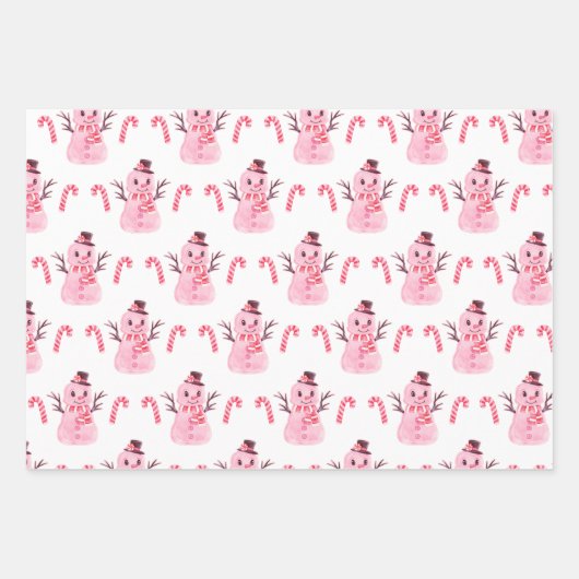 Pink Christmas Girl Gingerbrot Candy Cane Geschenk Geschenkpapier Set (Vorderseite 3)