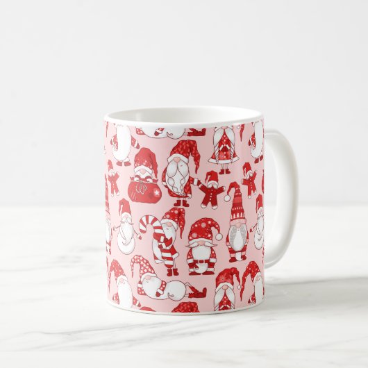 Pink Christmas Gnome & Gingerbread Pattern Kaffeetasse (VorderseiteRechts)