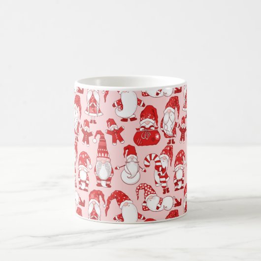 Pink Christmas Gnome & Gingerbread Pattern Kaffeetasse (Mittel)
