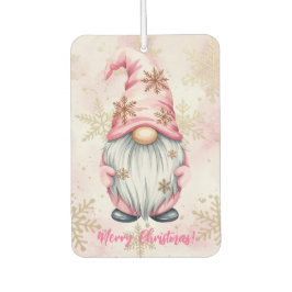 Pink Christmas Gnome Gold Snowflakes Autolufterfrischer