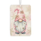 Pink Christmas Gnome Gold Snowflakes Autolufterfrischer (Rückseite)
