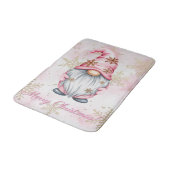Pink Christmas Gnome Gold Snowflakes Badematte (Schrägansicht)