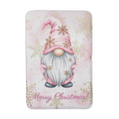 Pink Christmas Gnome Gold Snowflakes Badematte (Vorderseite Vertikal)