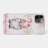 Pink Christmas Gnome Gold Snowflakes Case-Mate iPhone Hülle (Rückseite (Horizontal))
