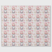Pink Christmas Gnome Gold Snowflakes Geschenkpapier (Flach)