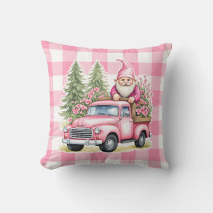 Pink Christmas Gnome & Truck Frohe Weihnachten Kar Kissen