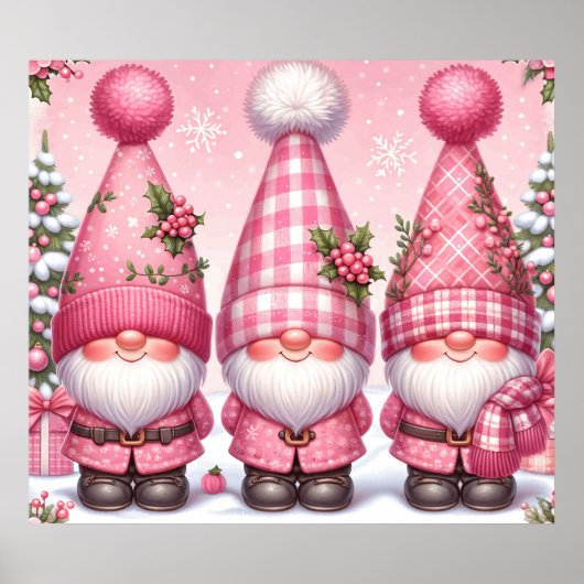 Pink Christmas Gnomes Poster (Vorne)