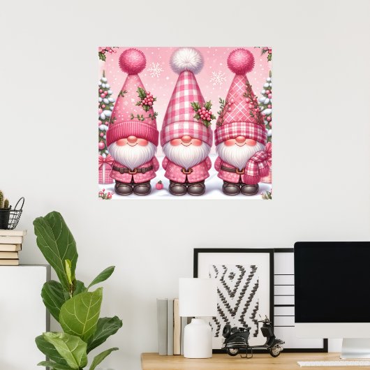 Pink Christmas Gnomes Poster (Heimbüro)