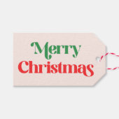 Pink Christmas Green and Red Groovy Modern Retro Geschenkanhänger (Vorderseite (Horizontal))