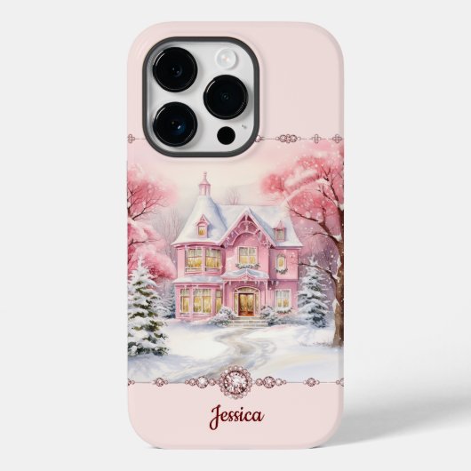 Pink Christmas Holiday Zuhause Winter Wonderland Case-Mate iPhone Hülle (Rückseite)