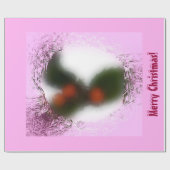 Pink Christmas Holly Geschenkpapier (Flach)