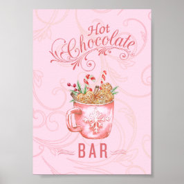 Pink Christmas Hot Chocolate Bar Sign Poster