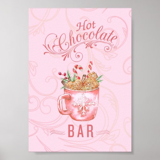 Pink Christmas Hot Chocolate Bar Sign Poster (Vorne)